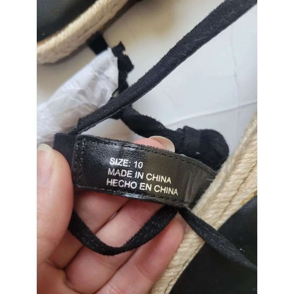 NWOT Banana Republic Leather Espadrille Gladiator Flat Sandals Size 10 Bohemian - Picture 5 of 7